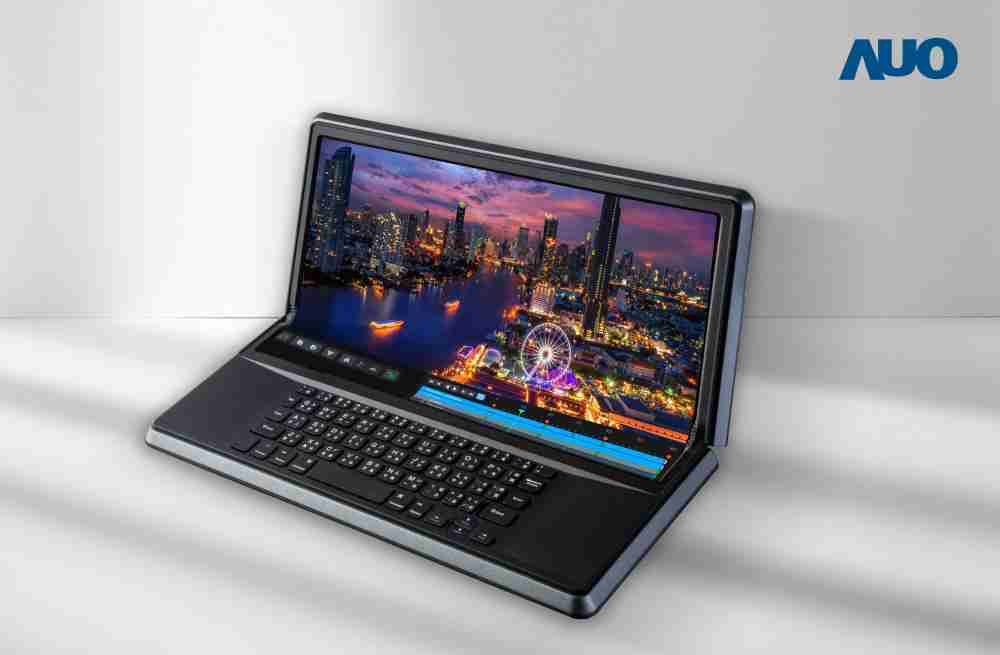 人生就是博14.6吋Micro LED折迭显示屏幕，，，，搭配半径4mm的弯折绞炼，，，以及高画素、、、、高亮度、、高对比度的显示技术特点，，，，即便在大视角下仍保有绝佳色相与亮度