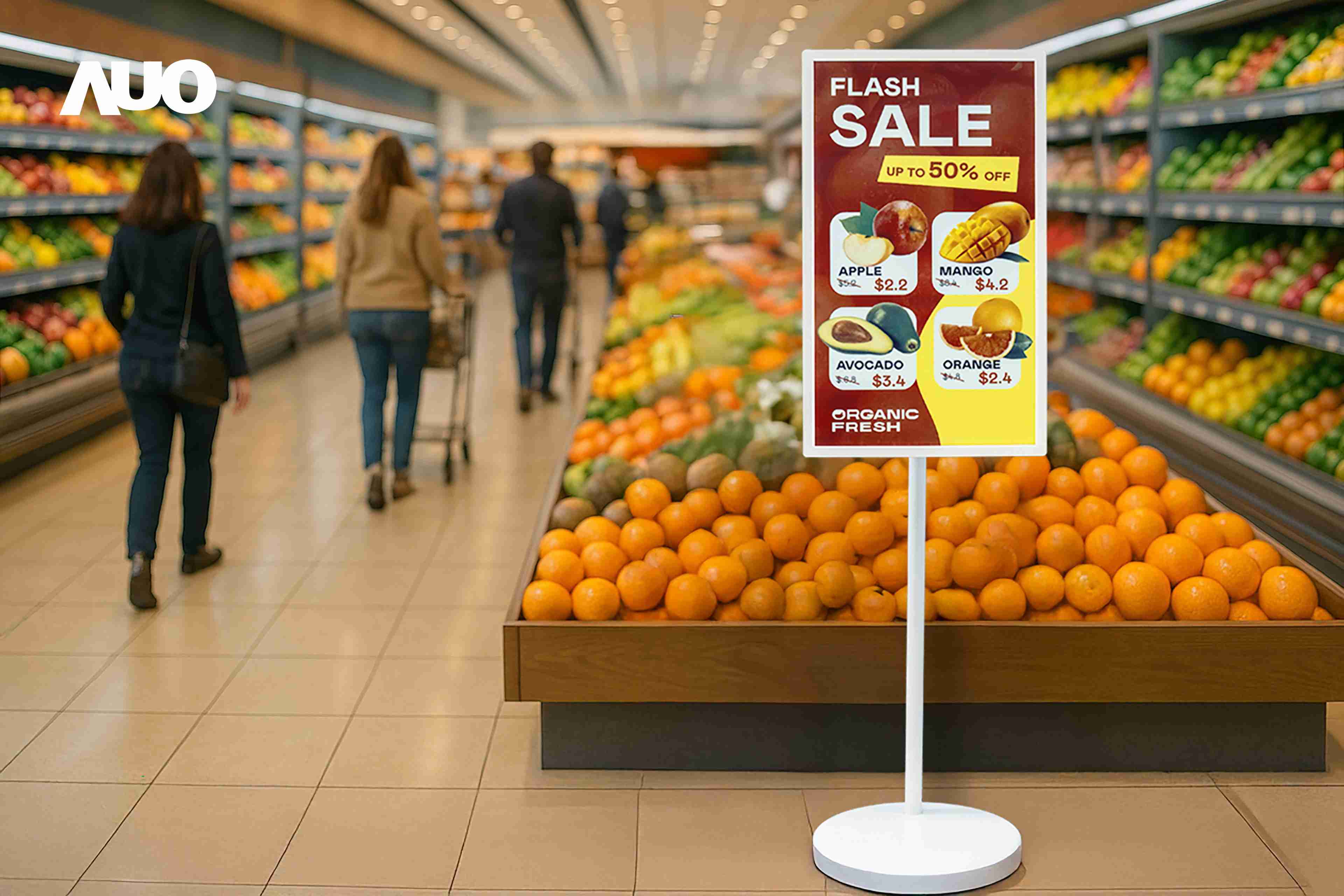 达擎首亮相低功耗、、、全彩的〝aecoPost电子纸解决方案〞，，仅在更新画面时需要微量的电力驱动，，无需布建电线的便捷设计，，，，使其可灵活应用、、随意置放，，并可透过云端或行动装置app，，，轻松管理及排程广告内容，，，晋升店头营销利器。。